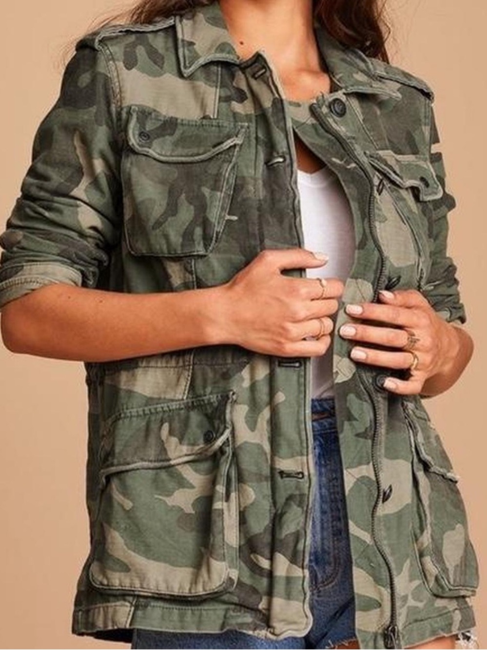 Free People | Women’s Green Camouflage Not Your Brothers Surplus Jacket Size XS